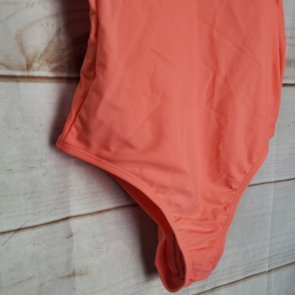 New Kona Sol Peach V-neck One Piece High Back Adjustable Straps Swimsuit Small - Picture 3 of 11